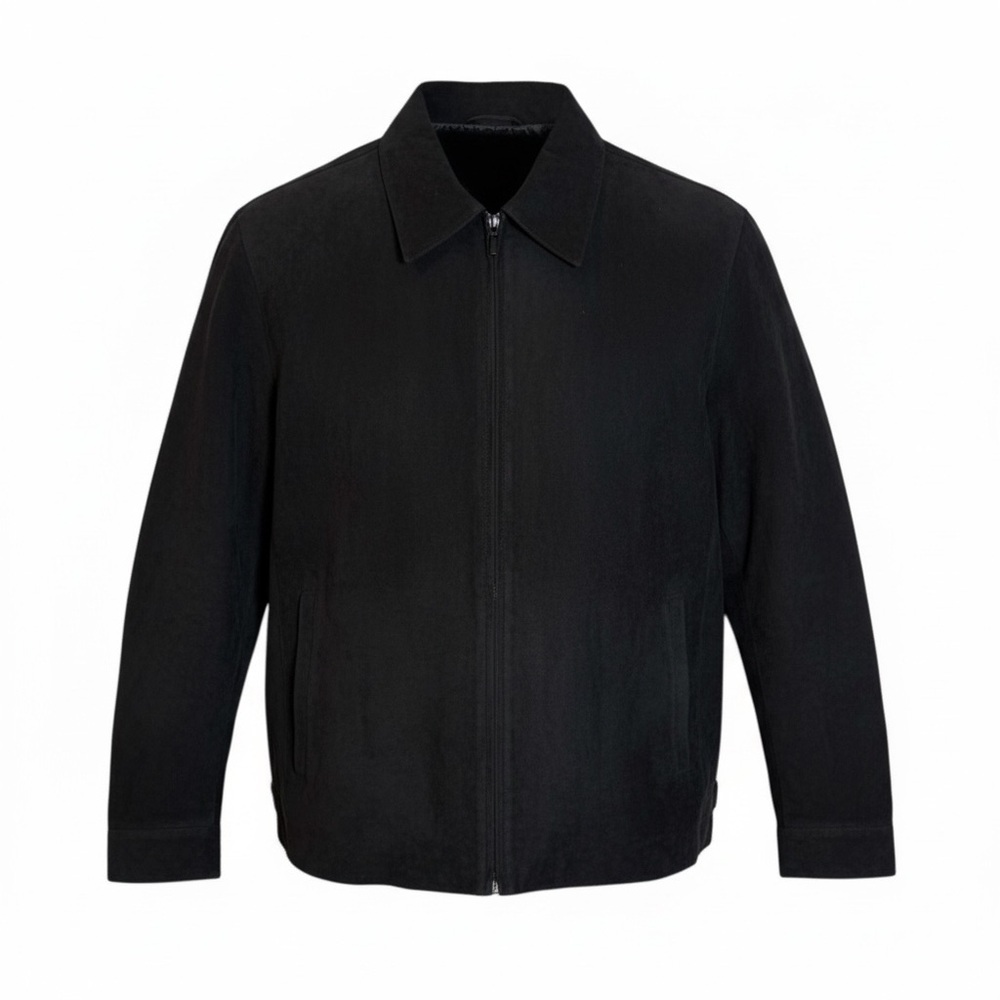 Vintage Syllables System Black Micro Suede Zip Jacket Quiet Luxury Minimal